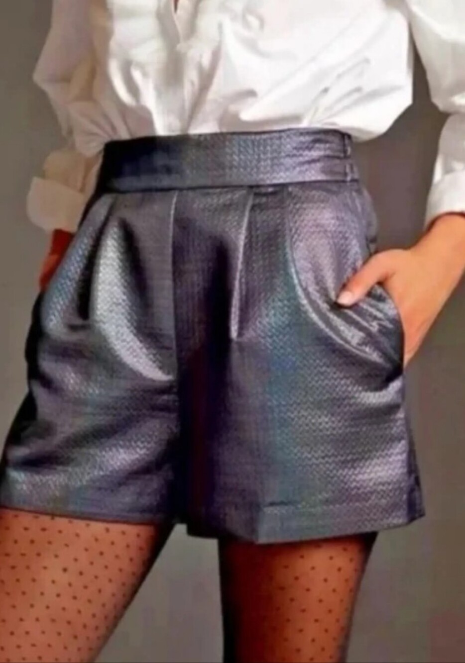 Anthropologie Hutch Textured Metallic High Waist Shorts size large nwt